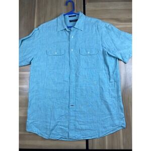3 Daniel Cremieux Linen Shirt‎ Short Sleeve Button Up Fine Italian Fabric L